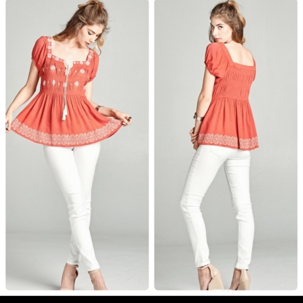 Boho Babydoll Blouse ODDY - Picture 6 of 9